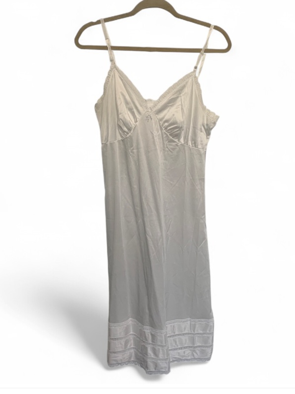 Vintage Sears White Lace-Trim Slip Dress - Picture 1 of 9